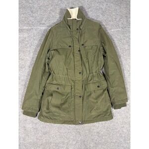 Debby Collection Womens Olive Green Sherpa Lined Parka Jacket Small P